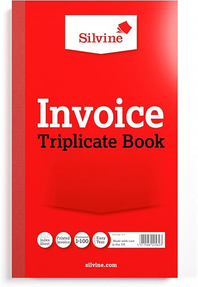 Silvine Triplicate Invoice Book 1-100 with Index Sheet 210x127mm