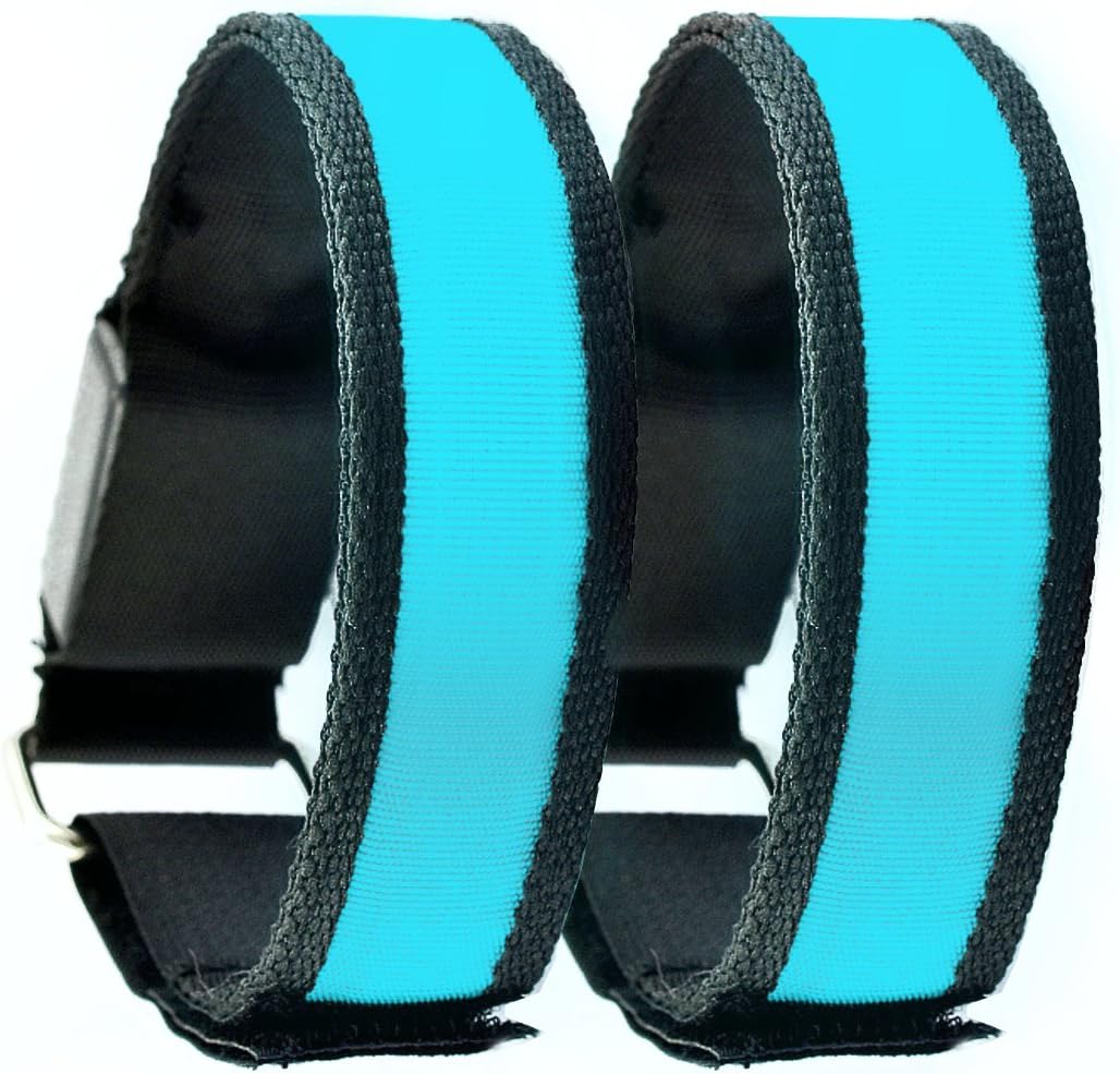 Box of 2 - Blue LED Armband / Wristband / Bracelet for Running in the Dark or Night - 3 Settings: Fast, Slow, Steady - Safe, Stylish, and Sleek