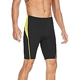 Fiteng Men's Swim Jammers Competitive Athletic Swim Team Suit Training Endurance Racing Quick Dry Swimming Shorts UPF 50