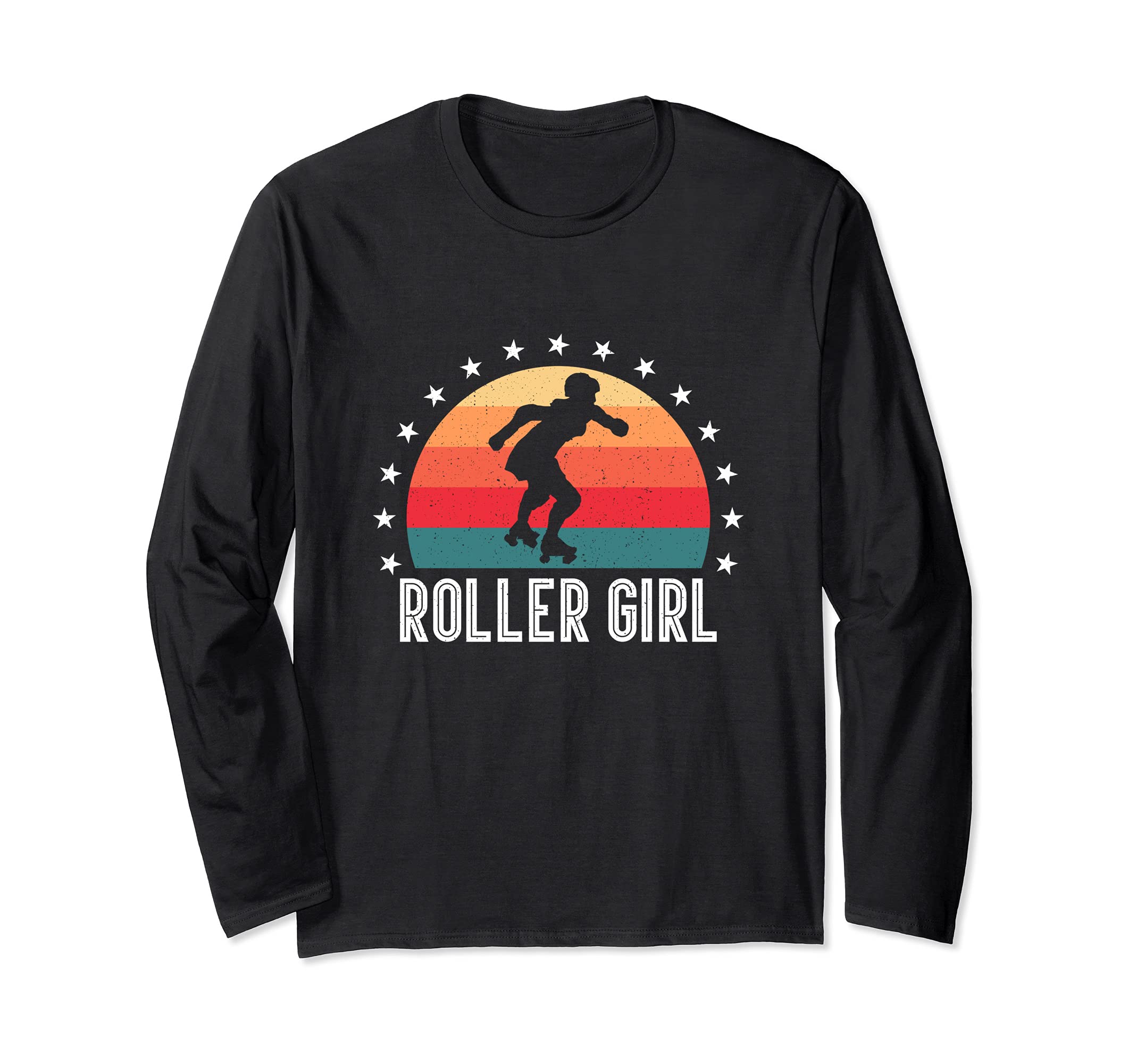 Roller Girl Skater Skating Retro Vintage Skates Long Sleeve T-Shirt