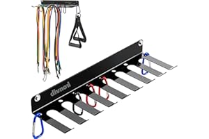 IRONVIB Wall-Mounted Gym Organizer, Resistance Band Storage Rack, Barbell Holder Wall Mount, Dumbbell Storage, Home Gym Accessories Holder