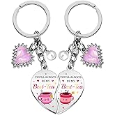 WEHBVF Bestie Keychain Work Friend Keychains for Women Besties Work Besties Tea Valentines Day Gifts for Friends Key Chain Valentines Day Gift Basket