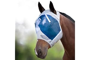 Harrison Howard CareMaster Horse Fly Mask Standard Silver/Blue Retro XL Extra Full Size