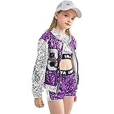 LOLANTA Girls Sequin Dance Costume, Sparkle Hip Hop Jazz Dance Dresses, Modern Dancing Outfits 4-16