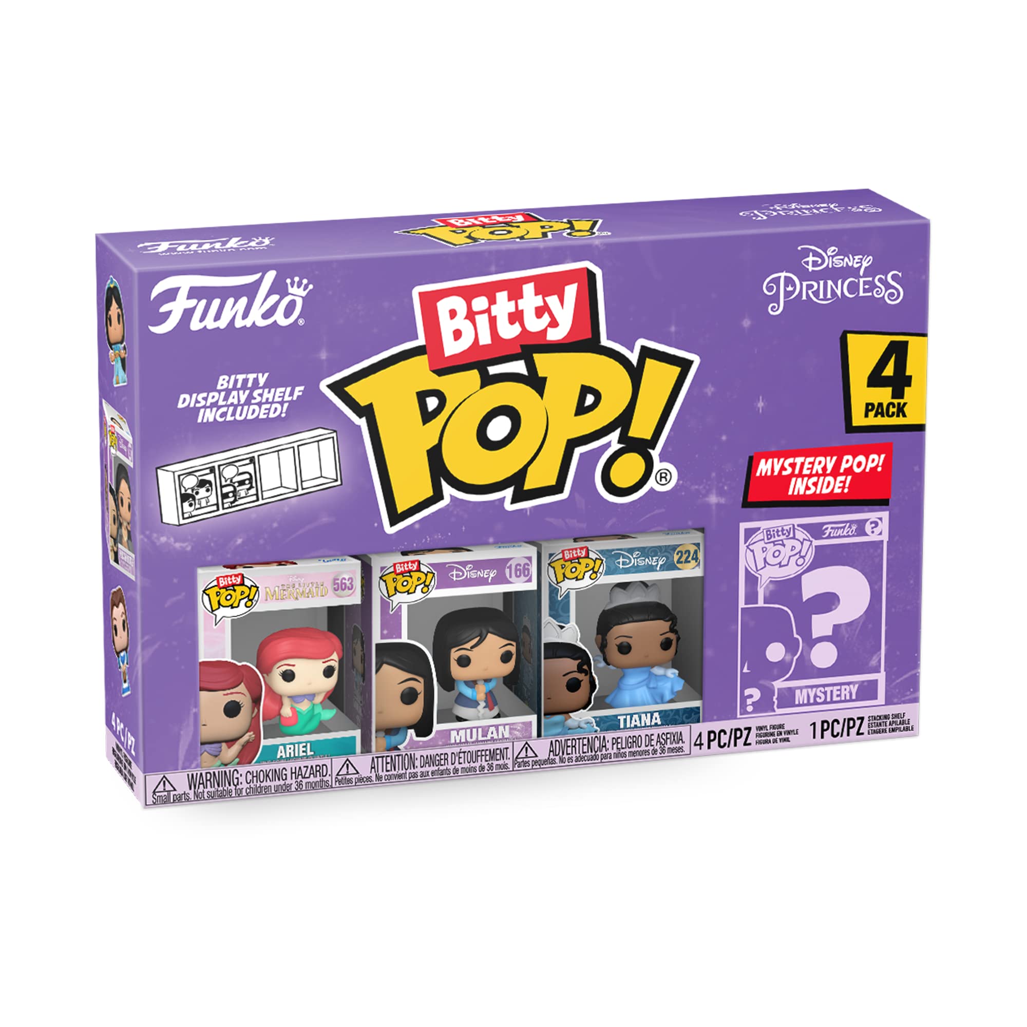 Funko Bitty POP! 4 Pack: Disney Princesses - Ariel - Mulan - Tiana - Mystery Mini Figure - Styles may vary And A Surprise Mystery Mini Figure - 0.9 inch (2.2 cm) Collectable - Gift Idea - Cake Topper