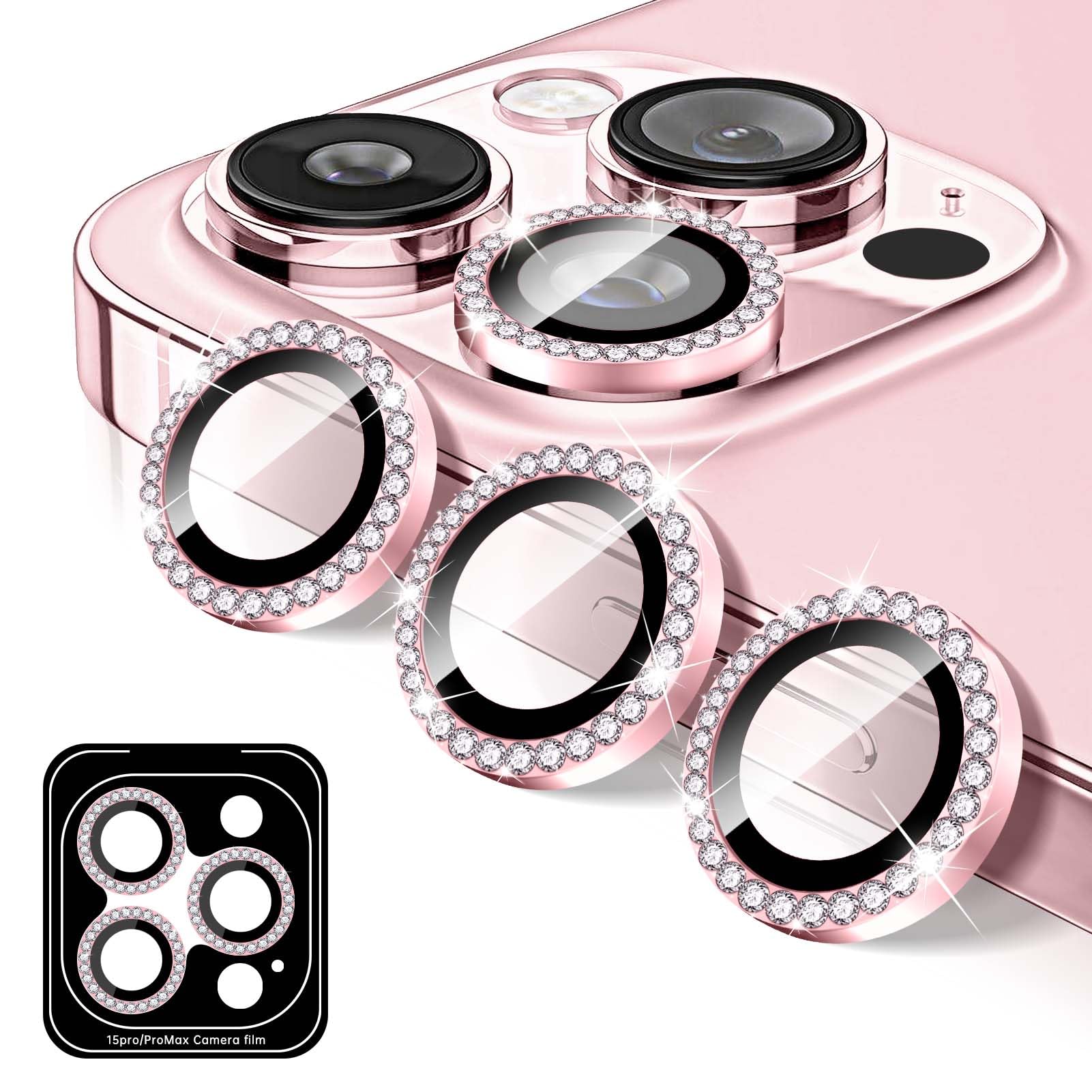 Kucheed Diamond Camera Lens Protector Compatible for iPhone 11 Pro/11 Pro Max, Bling Tempered Glass Camera Cover, Individual Automatic Alignment Metal Rings, Glitter Phone Lens Cover Film Stickers