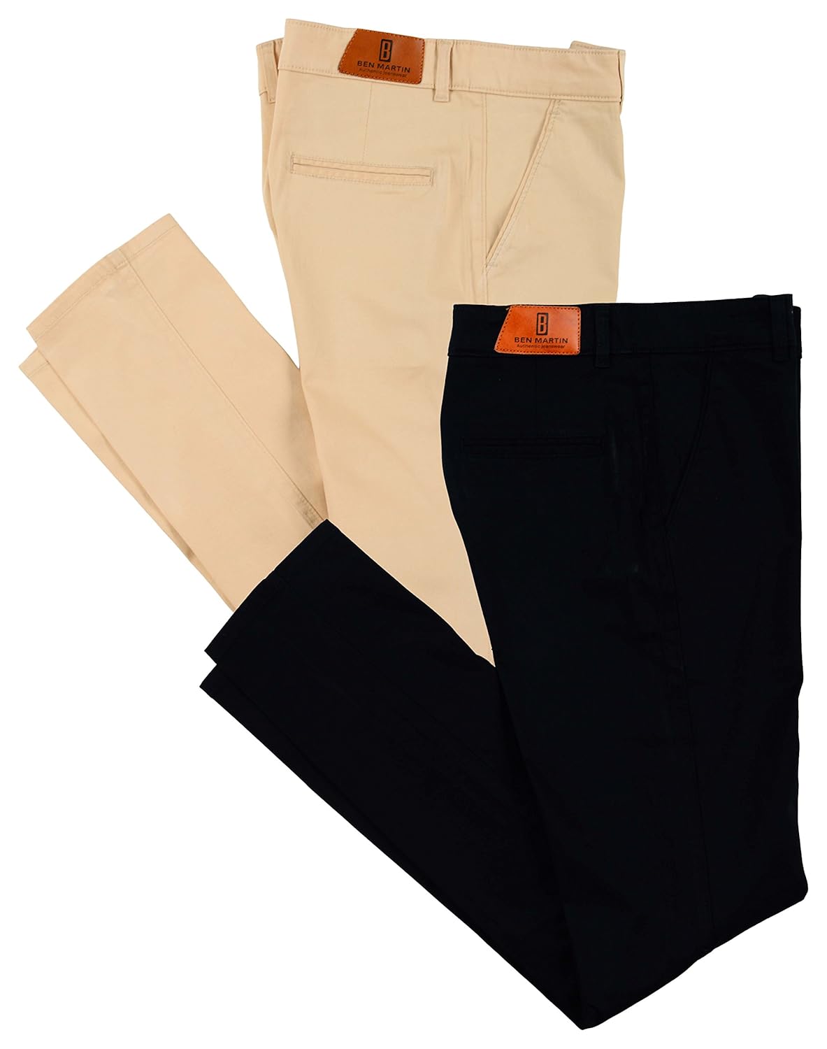 ben martin men's cotton regular fit trousers - combo of 2