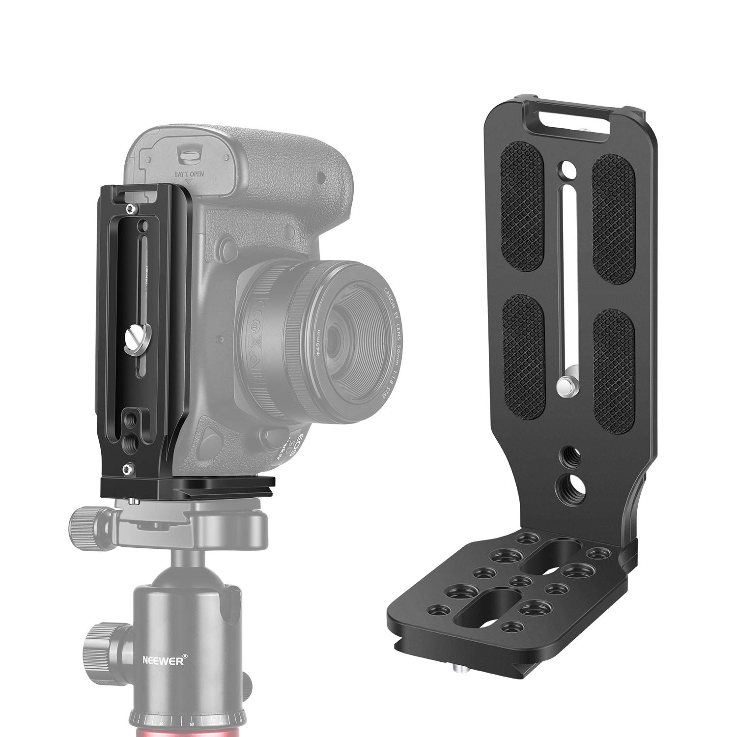 Neewer L-Shaped Quick Shoe QR Plate Vertical Camera L-Shaped Bracket with 1/4 Inch Arca Swiss Screw Compatible with DJI Osmo Ronin Zhiyun Canon Nikon Sony DSLR Camera (Black)
