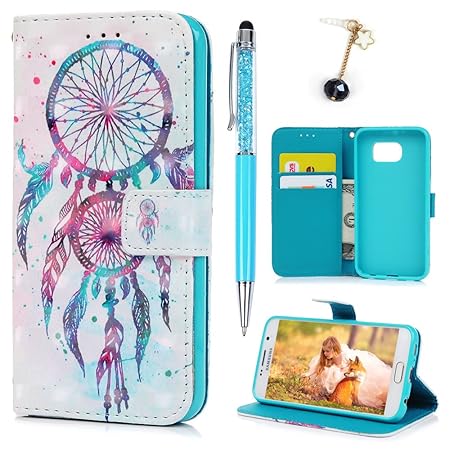 Lanveni Compatible with Samsung Galaxy S6 Hülle,Handyhülle Galaxy S6 Flip Case Cover PU Lederhülle Schutzhülle Magnetverschlu