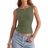 Eachyes Womens Boat Neck Tank Tops Sleeveless Slim Fit Shirts Summer Going Out Y2K Fashion Outfit Clothes
