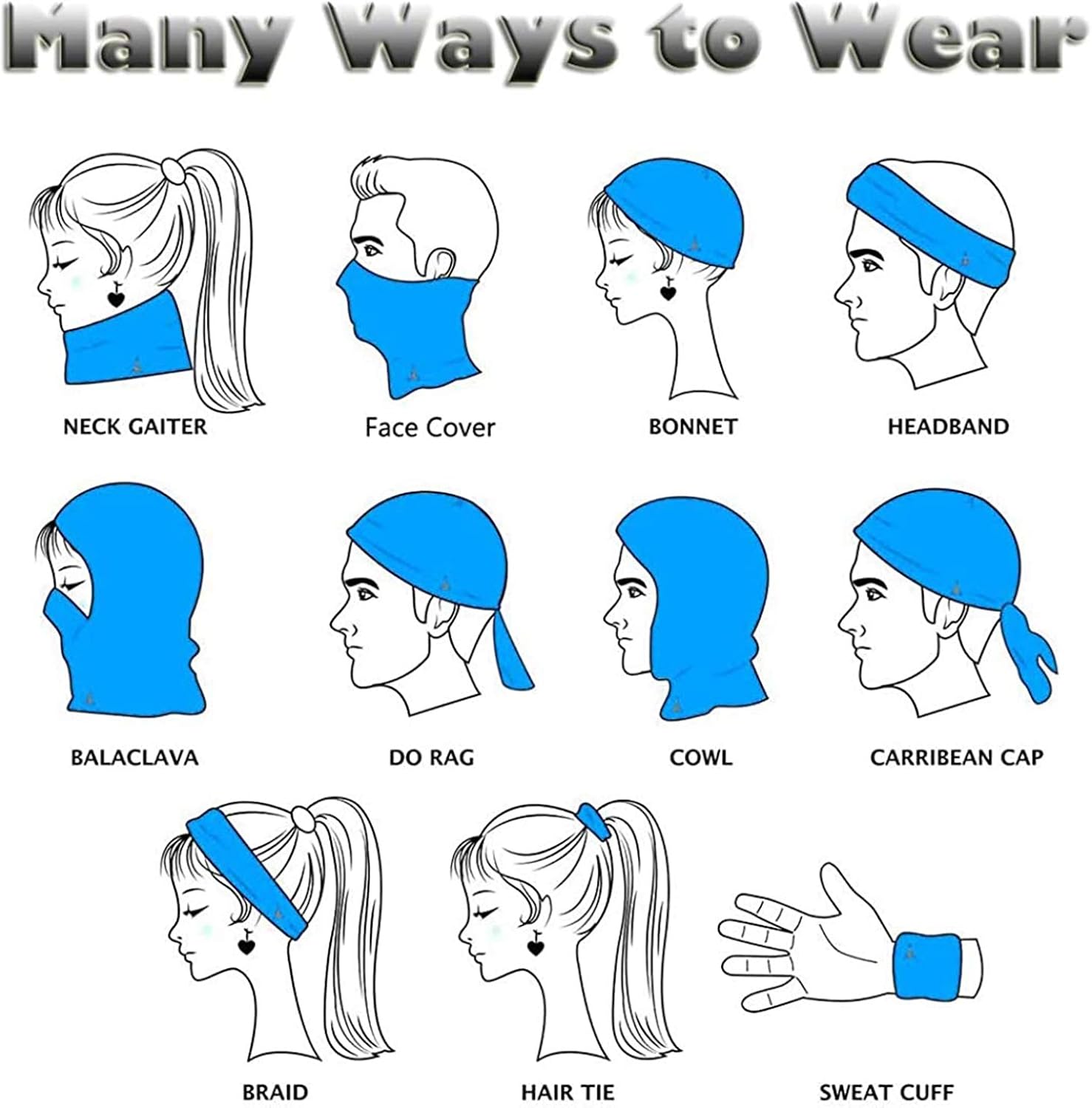 Neck Gaiter Face Mask Dust for Men Women Sun UV Protection Cool Bandana Washable Reusable Face Scarf Fishing Hunting Cycling Sports(5 Pack) : Clothing