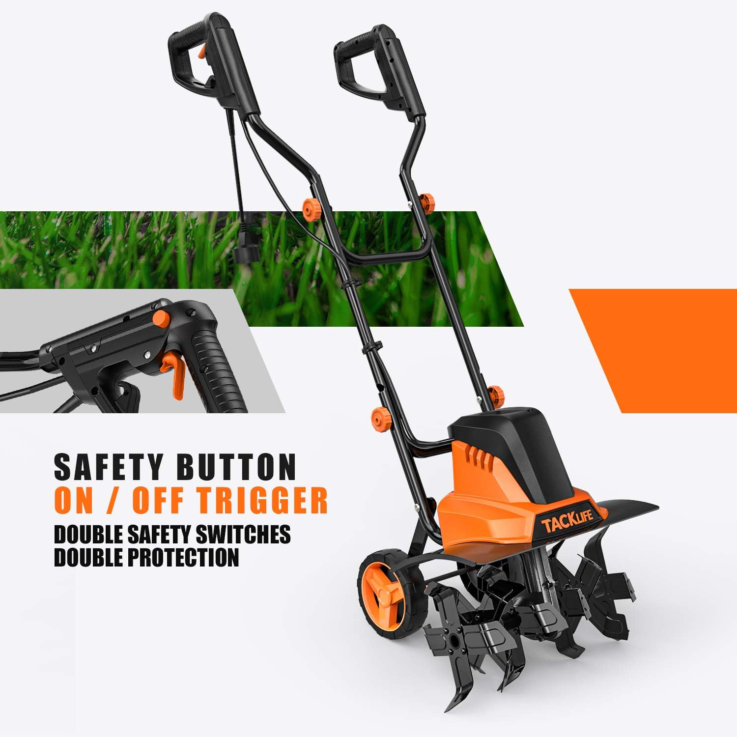 TACKLIFE Electric Tiller, Tiller, 12 Amp, 16 Inch Cultivation Width, 8" Tilling Depth, High Efficiency, Foldable Handle, Convenient Storage : Garden & Outdoor