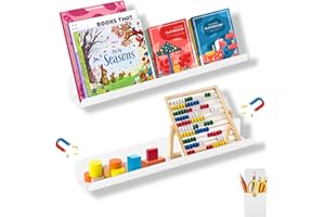 Tearstone 2 Pcs Magnetic Book Shelf for Whiteboard, Acrylic Magnetic Book Holder with a Pen Container, Book Display Shelf Organizer for Teacher& Kids Kitchen Refrigerator Classroom Office