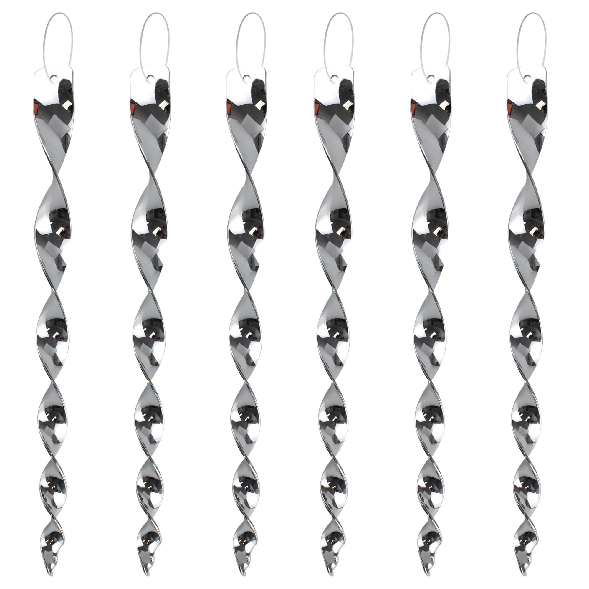 Photo 1 of KOKMEYA Bird Scare Rods Silver Hanging Plastic Bird Deterrent Device, Wind Driven Rotation Reflective Scare Rods to Keep Birds Away from House Windows Outdoor Garden Yard 6Pcs