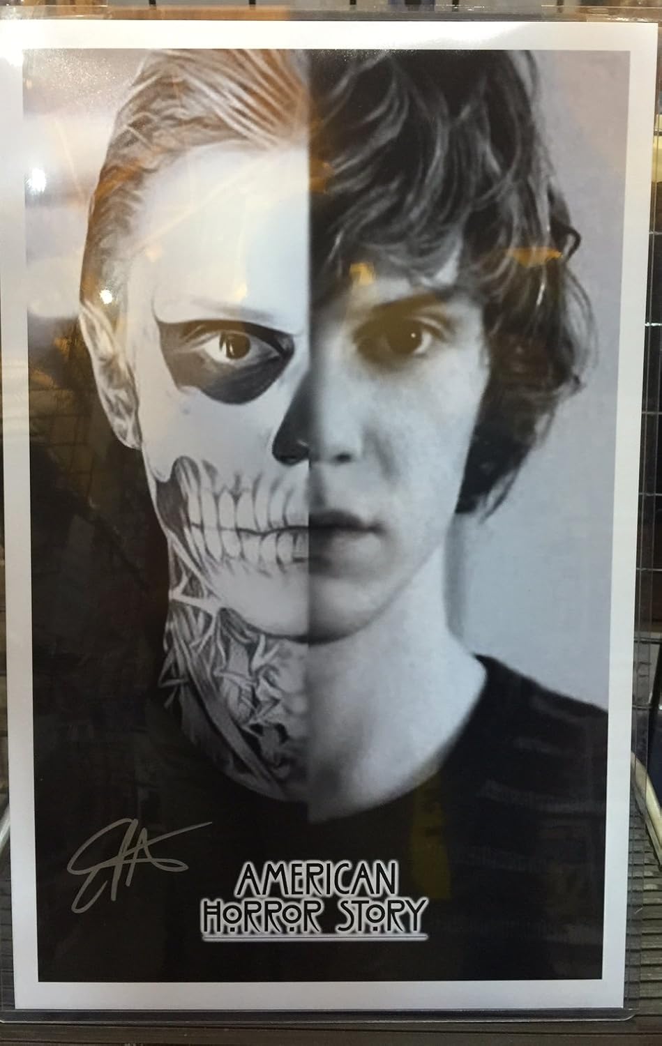 Rare American Horror Story Ahs Signed Evan Peters 11x17 Photograph Split Skull Face At Amazon S Entertainment Collectibles Store