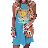 Summer Sundress for Women Graphic Mini Tank Dress Sleeveless Beach Dresses Short Casual Sun Dresses