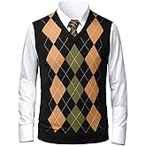 Gafeng Mens Argyle Sweater V-Neck Casual Winter Slim Fit Lightweight Sleeveless Knitwear Vest