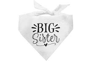 ZPPRJF Big Sister Dog Bandana, Dog Bandana, White Pet Dog Scarf Accessories, Pet Dog Triangle Scarf, Dog Bandana for Small Medium Large Dogs, Baby Announcement Dog Bandana, Dog Bandana Pet Scarf (B17)