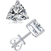 Moissanite Stud Earrings for Women Men, Nickel Free S925 Sterling Silver Hypoallergenic Earrings, 1ct - 2ct D Color VVS1 Clarity Brilliant Round Cut Lab Created Diamond Earring Set Promise Birthday Christmas Gift