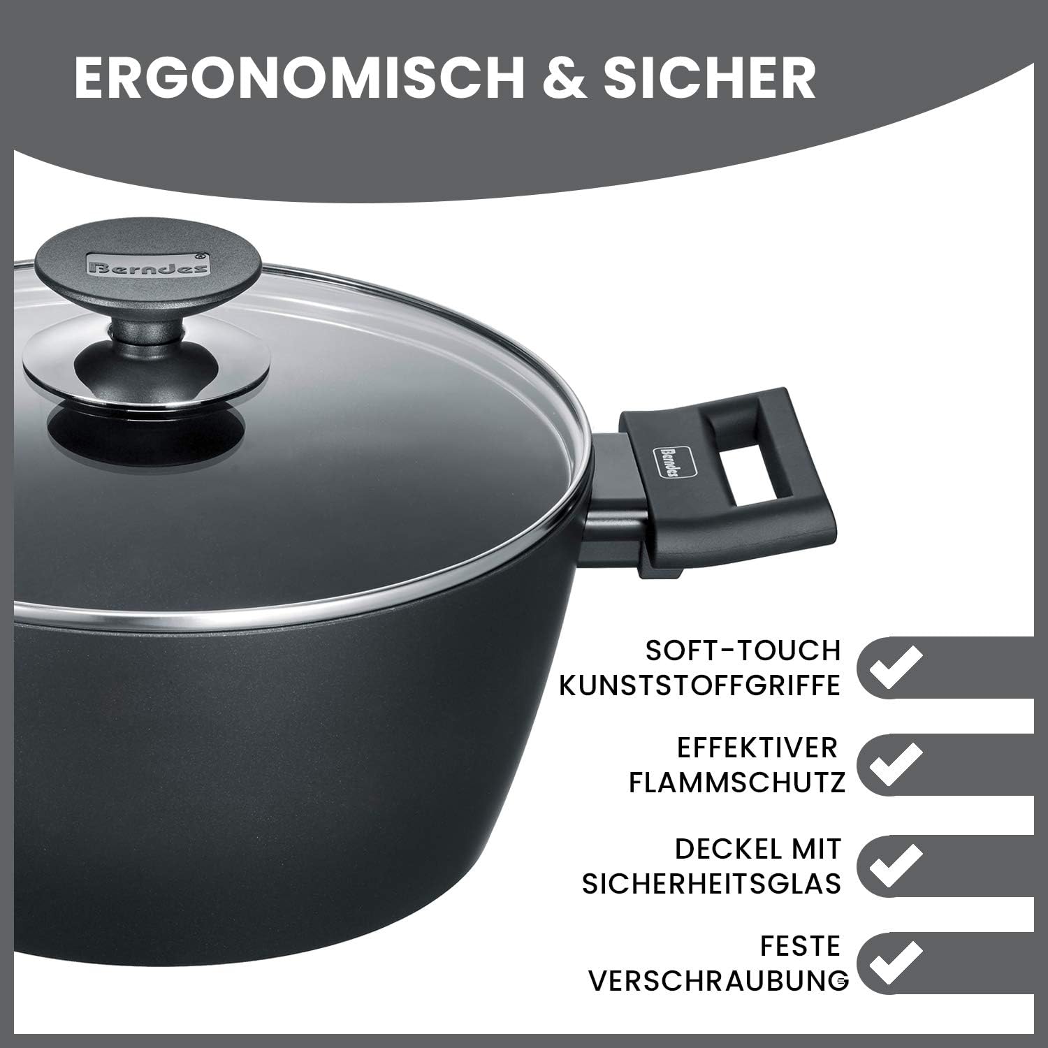 Berndes 4-Piece Saucepan Set Aluminium Induction Saucepan Set including Glass Lid - Image 5