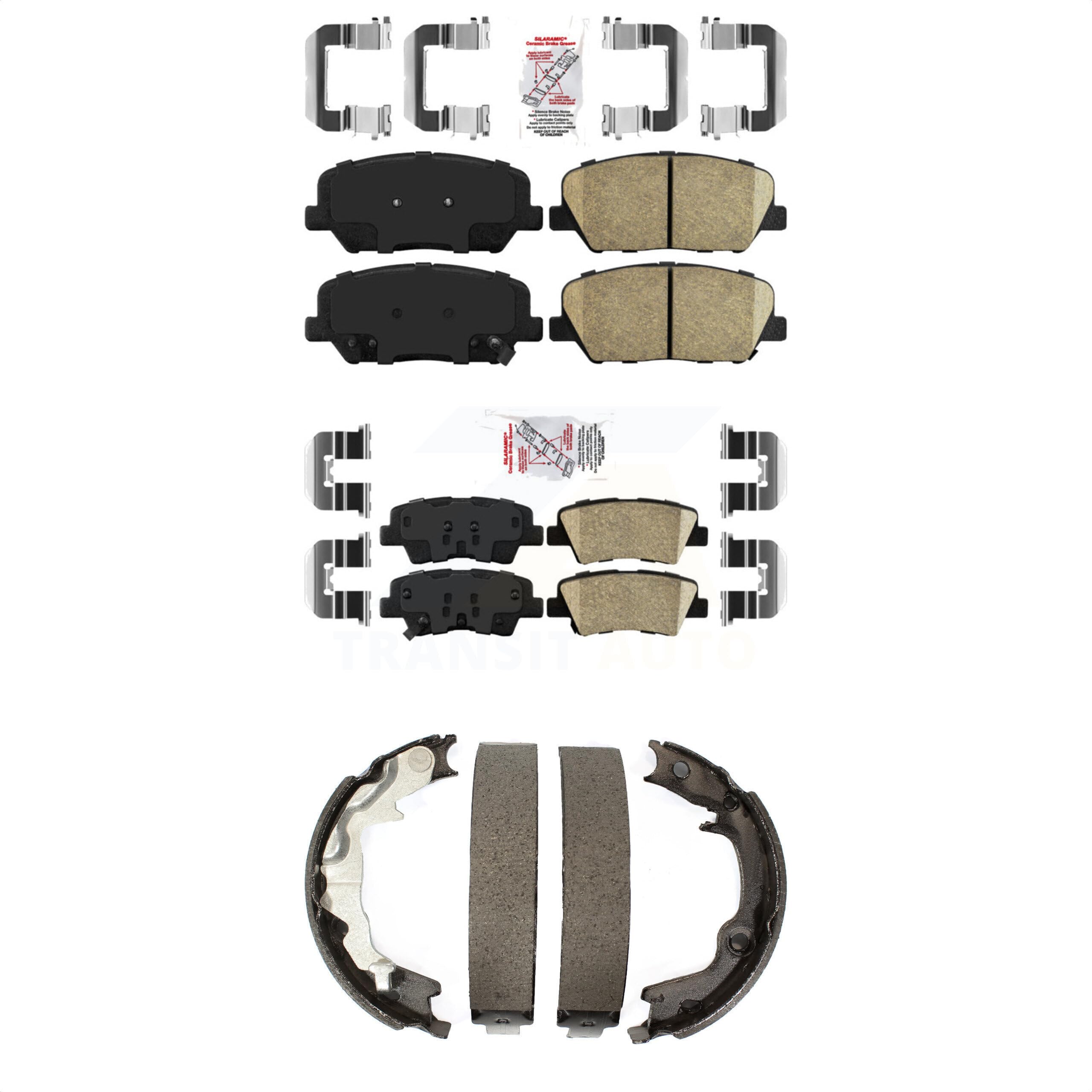 Transit Auto Front Rear Ceramic Disc Brake Pads Kit