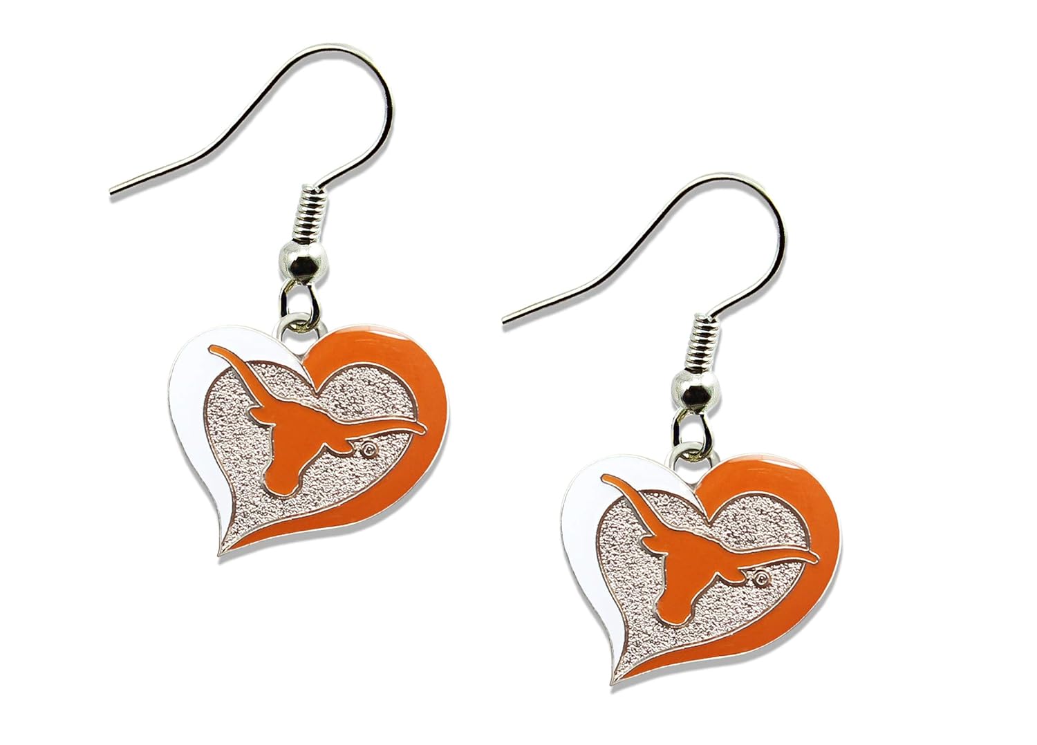 NCAA Texas Longhorns Swirl Heart Earrings