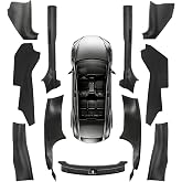 11PCS Carbon Fiber Door Sill Protector Model Y Juniper 2025 2026 8Pcs Door Sill Protector and 2Pcs Center Console Anti-Kick Pads and Rear Bumper Guard for Tesla Model Y Juniper Accessories