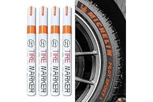 HUWANDE 4Pcs Car Tire Marker Pens,Waterproof Car Tire Paint Pen,Anti-drying Letter Graffiti Ink Marker (Orange)