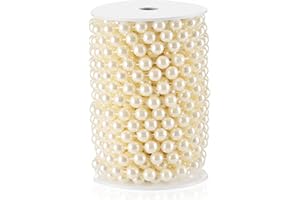 ZJJZGYXINTAI Craft String Pearls 10MM Round White Faux Pearl Garland, 33Feet Ivory Wedding Party Decoration, Christmas Tree Decorations