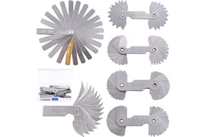 Swpeet 6Pcs 5 Sizes R0.3-1.5/ R1-6.5/ R7-14.5/ R15-25/ R26-80 Stainless Steel Radius Gauge with Feeler Gauge Kit, 5 Sizes Met