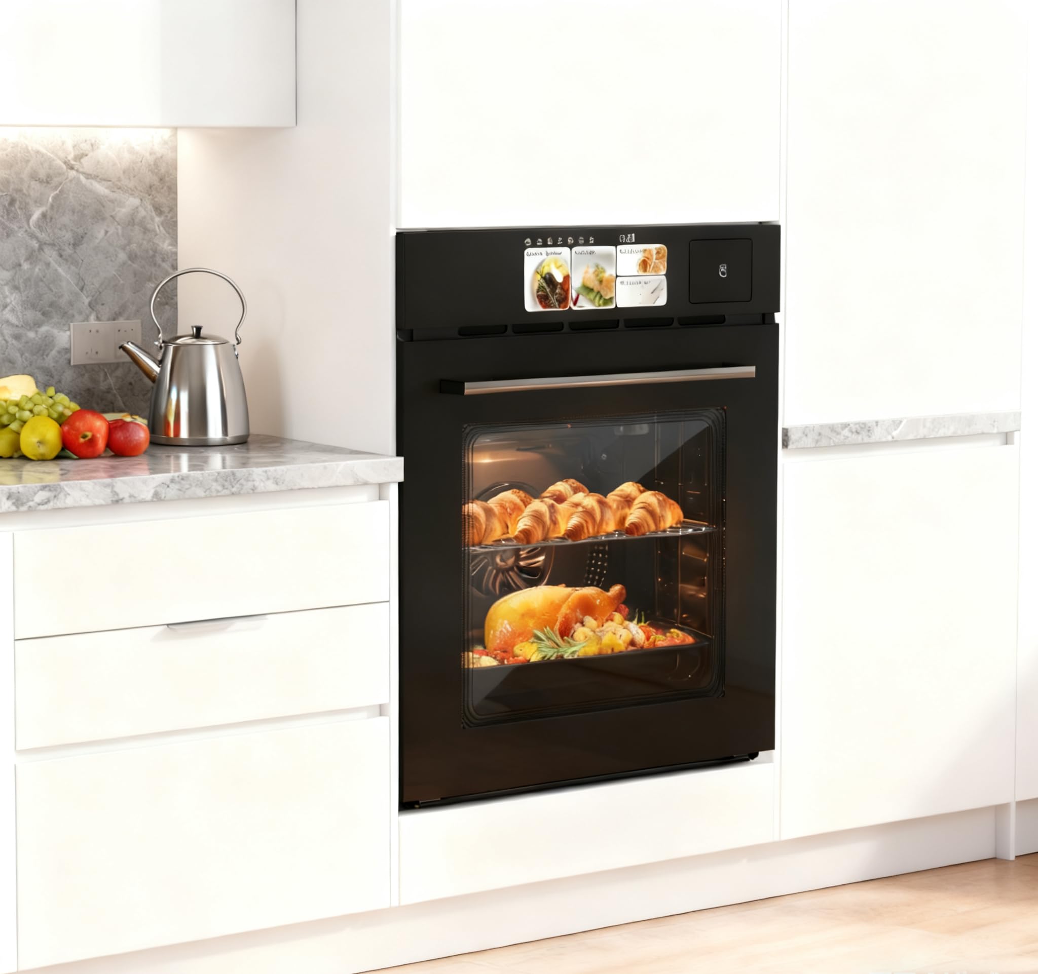 Photo 1 of ***FACTORY SEALED*** 24" Built in Single Wall Ovens with 2.5 Cu.ft Capacity – 3000W Electric Convection Wall Oven with Steam, Grill and Air Frying Mode, TFT Screen, Black