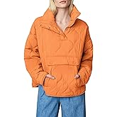 Yousify Womens Puffer Jackets Pullover Quilted Lightweight Jacket Long Sleeve Half Zip Up Coat with Pocket S-2XL