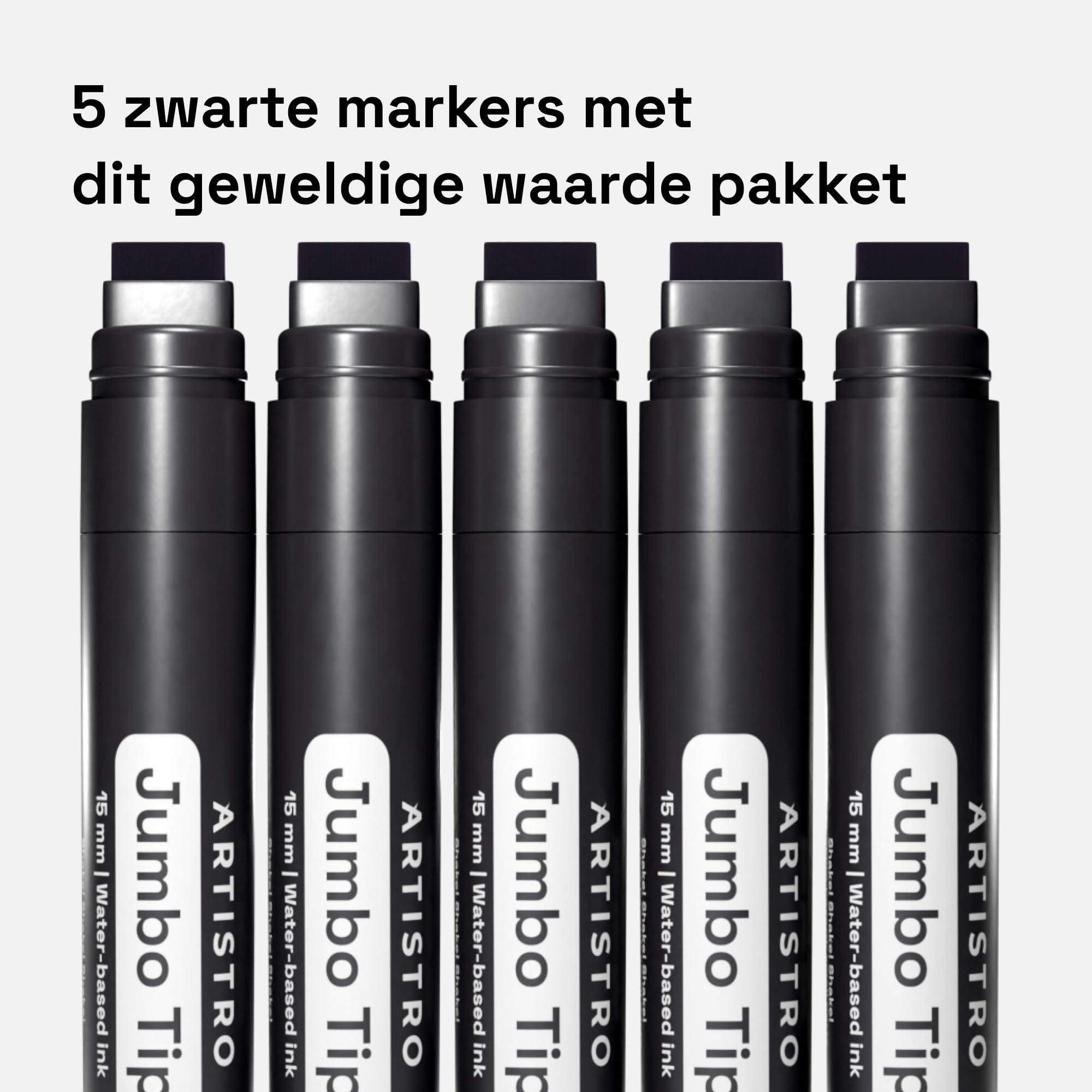 ARTISTRO 5 Black Acrylic Paint Pens, Acrylic Paint Markers Jumbo Tip, Fabric Markers for Textile, Canvas, Rock, Glass, Wood, Paper, DYI, Pens for Kids and Adults