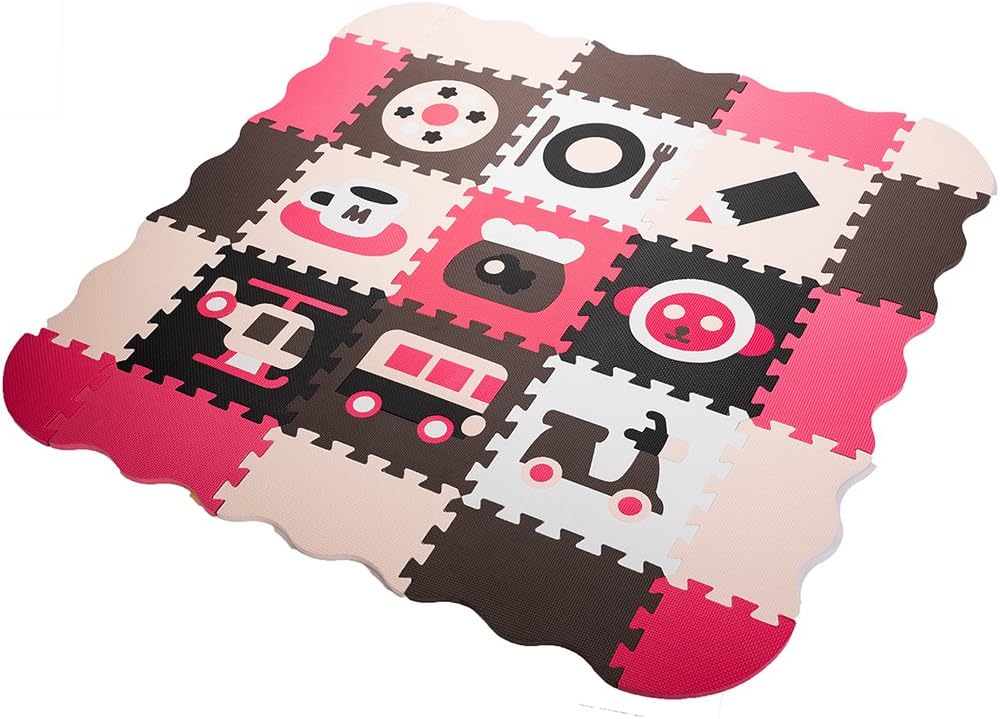 Zoeshare 9 Piece Kids Extra Thick Puzzle Play Mat with Fence, Foam, Multi-Color