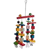 Aigou Knots Block Chewing Bird Toys with Bells Hanging Parrot Toys 17.5" by 6.5"