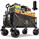 Littadeer Folding Beach Wagons Carts Foldable, 460LBS Weight Capacity | High-Strength Carbon Steel Frame, Collapsible, Large Capacity, All Terrain Wheels, Heavy Duty Wagon for Camping,Grocery