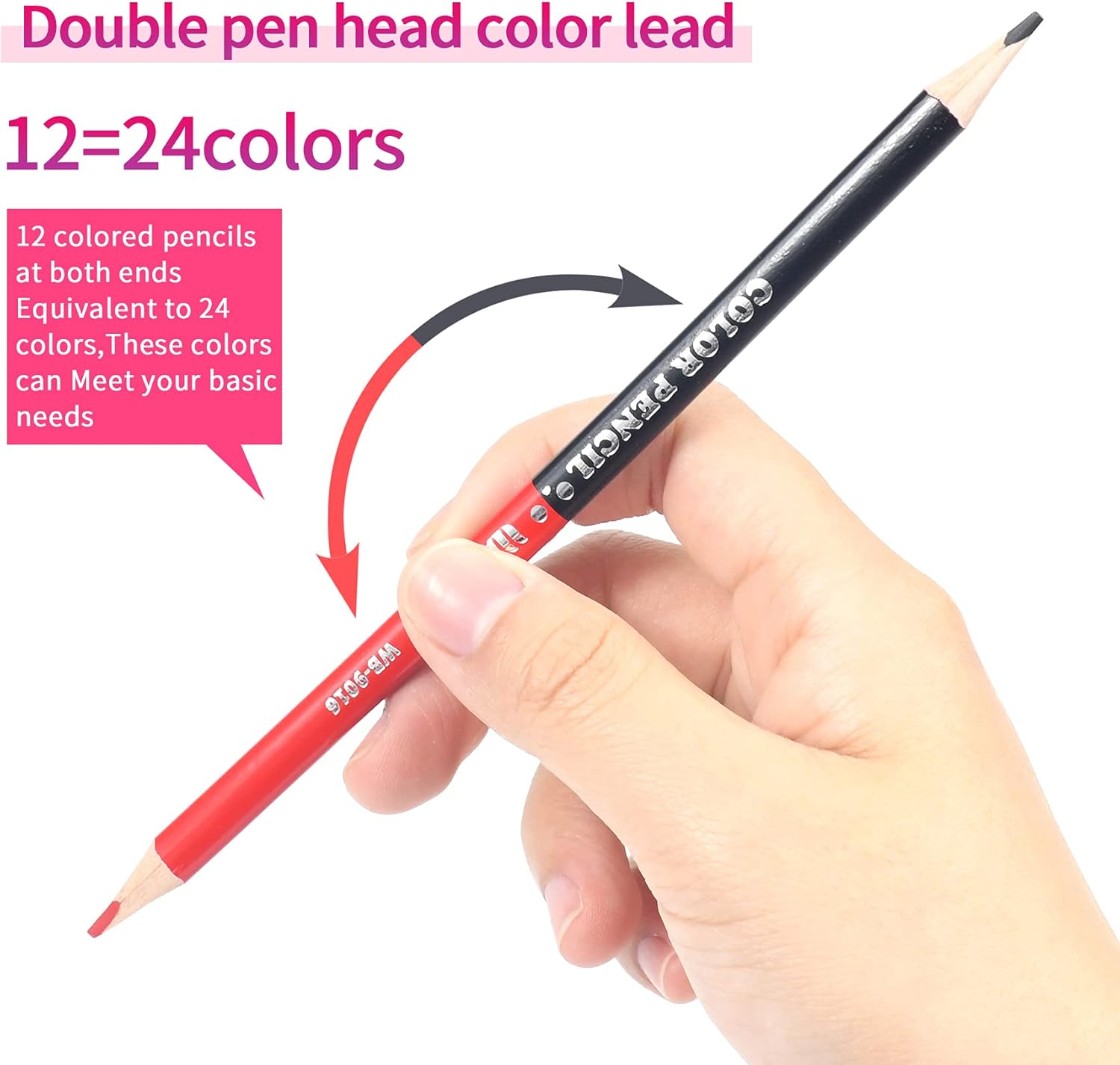Weibo Coloured Pencils 12 pcs Art Drawing Set Perfect for Adults Children Colouring Books with Vibrant Colors by Sketching Drawing Painting Writing (Double Color 12pcs Pencils-24 Colors) (24color) : Office Products