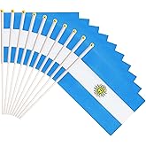 50 Pack Argentina Argentine on Stick Flags,Small Mini Hand Held Argentina Argentine Flags 5.5x8.3 Inch, Grand Opening, Carnival,Party Events Celebration