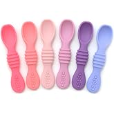 PrimaStella Silicone Chew Spoon Set for Babies and Toddlers | Safety Tested | BPA Free | Baby Spoon 6 Pack (Pink/Purple)
