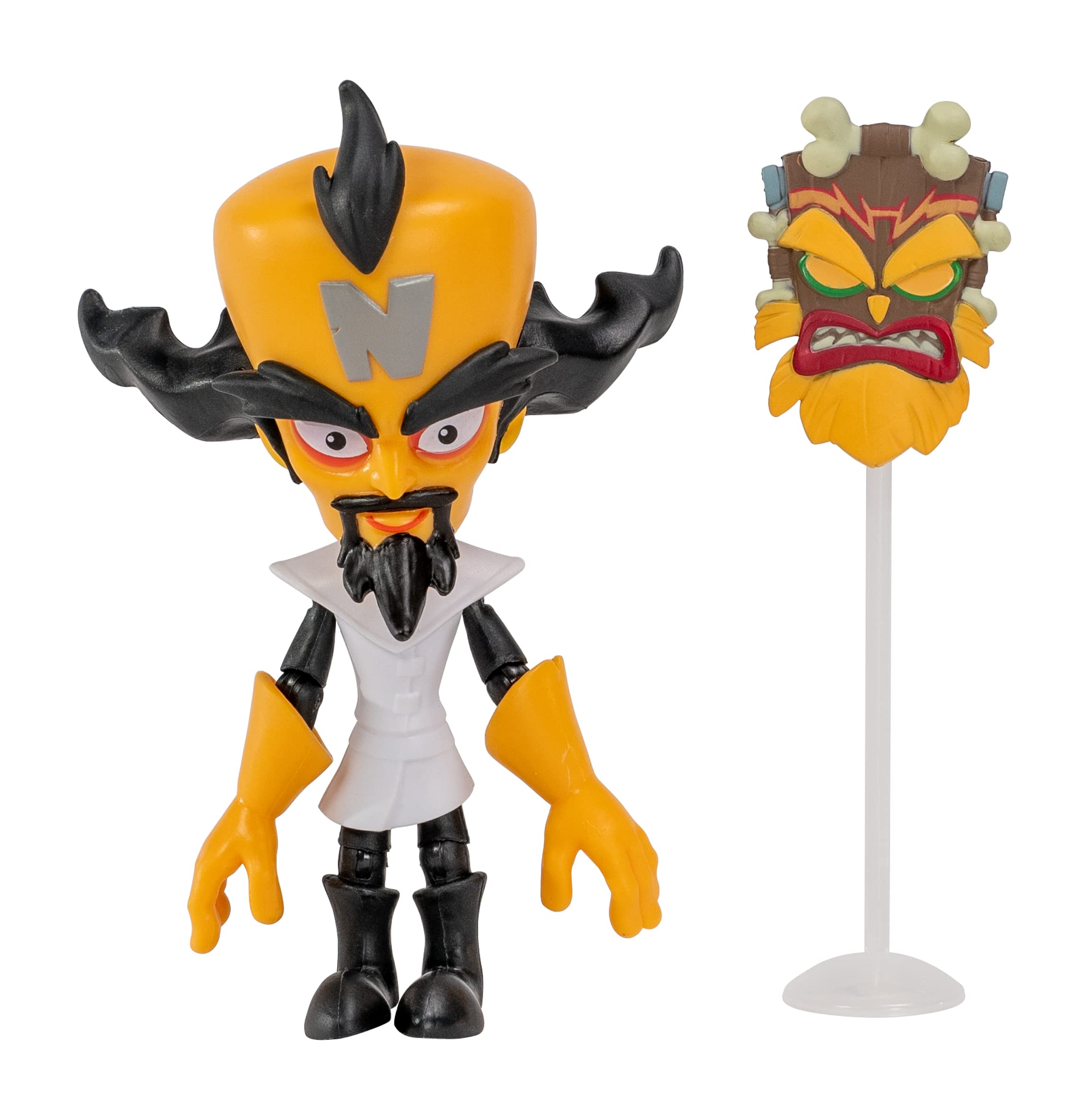 BANDAI Crash Bandicoot Action Figures Dr Neo Cortex With Mask | 11cm Dr Neo Cortex Toy With Mask And Stand Accessories | Collectable Figures As Merchandise And Video Game Gifts
