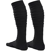 Dingcooler Scrunch Football Socks 1 Pair, Ultra Long Ankle Padded Athletic Socks for Men Women Boys Girls