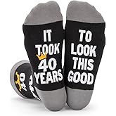 FreeNFond Men Fun Crew Socks for 40th 50th 60th Birthday Gifts, Funny Crews Black Socks Mens Birthday Gifts For Him