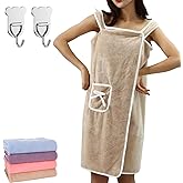 RINGSCZU Wearable Shower Wrap Towel for Women, Plus Size Women's Wearable Shower Skirt, Coral Fleece Quick Drying Absorbent