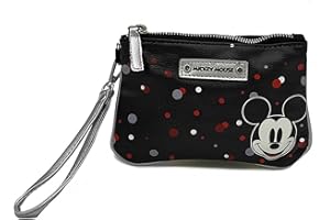 DIBSIES Mickey Mouse Wristlet Purse for Girls and Women, Black, 6.5" x 6"