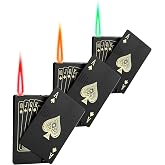 3 Pack Jet Torch Lighter Ace Card Lighters Green Flame Refillable Butane Lighters Ace of Spades Cool Lighter Adjustable Windproof Poker Lighter (Without Gas)