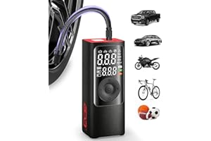 BDO Tire Inflator - Portable Air Compressor, 2.5X Faster 150PSI Cordless Tire Inflator, Tire Air Pump with Dual LCD Display, Auto-Shutoff, Air Compressor for Car, Motorcycle, Bike, Ball（Black）