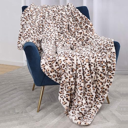 Grey Leopard SEDONA HOUSE Animal Print Cheetah Fuzzy Faux Fur Throw