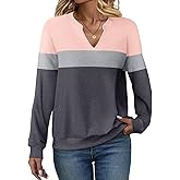 EADINVE Womens Casual Long Sleeve V Neck Sweatshirts Cute Loose Fit Lightweight Pullover Fall Clothes Tunic Tops