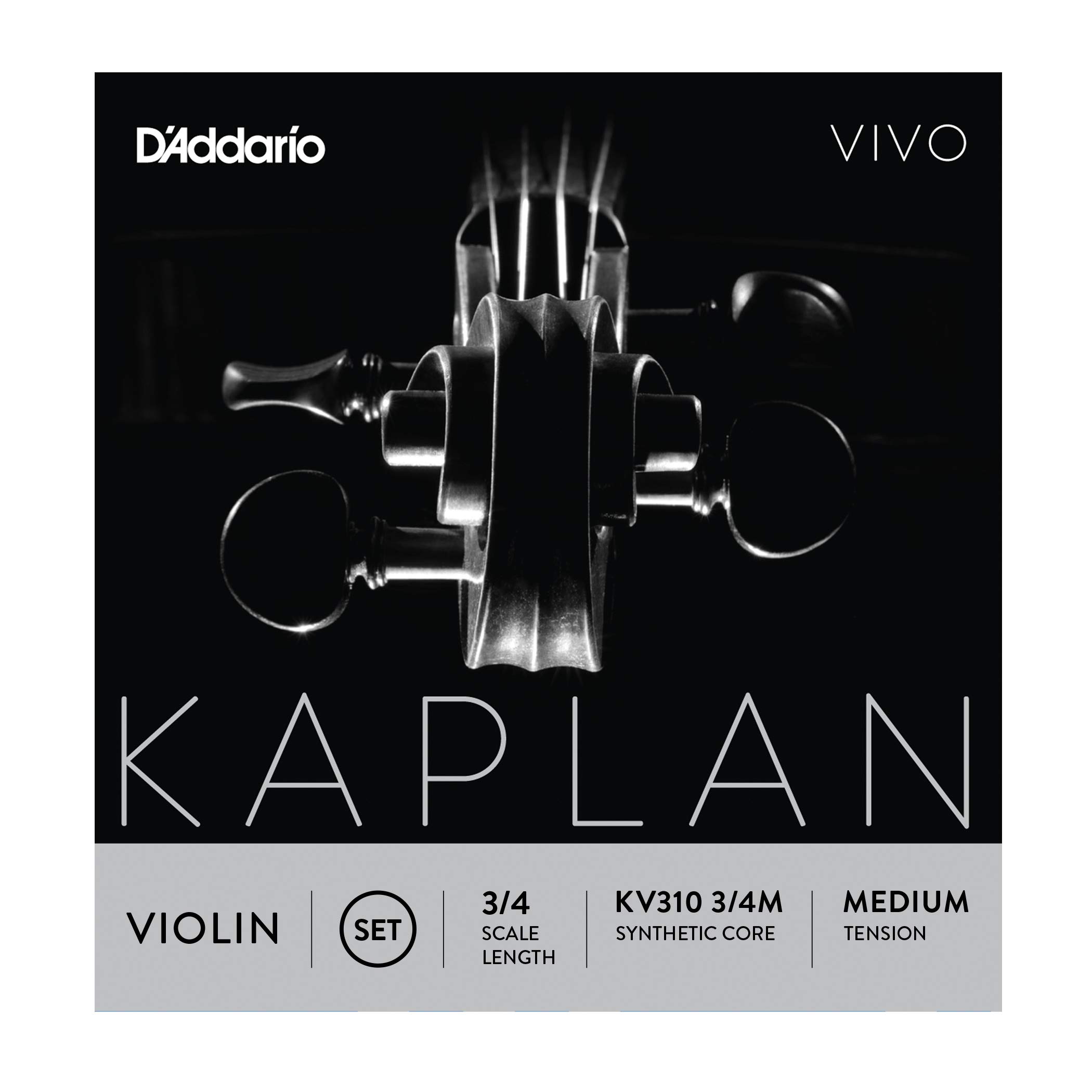 D'Addario Kaplan Vivo Violin Strings - Full Set - KV310 3/4M - Violin Strings - 3/4 Scale, Medium Tension
