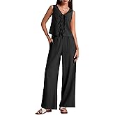 BeryLove Two Piece Sets for Women Summer Outfits Lounge Sets Cap Sleeve Tops Wide Leg Crop Pants Vacation Travel Outfits